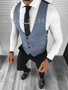 Vesta barbati eleganta slim fit bleu B8185 140-6 E
