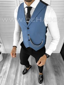 Vesta barbati eleganta slim fit blue B8063 141-6 E