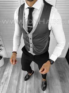 Vesta barbati eleganta slim fit neagra B8091 141-6 e
