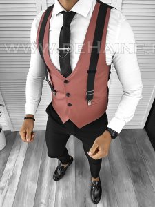 Vesta barbati eleganta slim fit roz B8113 140-6 E
