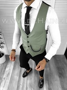 Vesta barbati eleganta slim fit verde B8064 142-6 E