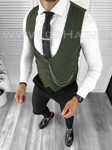 Vesta barbati eleganta slim fit verde B8107 140-6 E