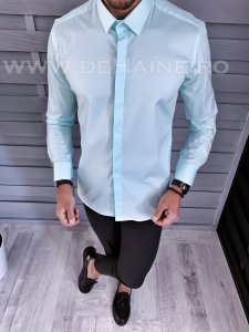 Camasa barbati turquoise slim fit cu butoni B1358 W12-3.2.3