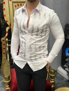 Camasa barbati alba slim fit pentru evenimente B8366 5-4.1