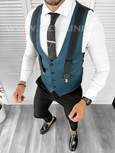 Vesta barbati slim fit verde B8244 132-5 e