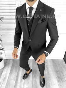 Costum barbati slim fit negru B8291 12-5.1