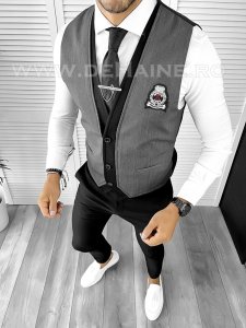 Vesta barbati eleganta slim fit gri B8954 13-3.2