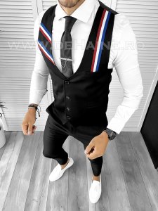 Vesta barbati eleganta slim fit neagra CU MIC DEFECT B8905 13-2.2