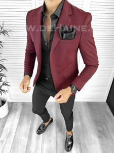 Sacou barbati slim fit grena B8341 69-2 E