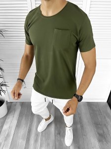 Tricou barbati kaki slim fit Vagabond B1961 K1-4