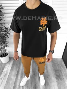 Trening barbati negru/maro pantaloni + tricou oversize B7962 D6-1.3.4