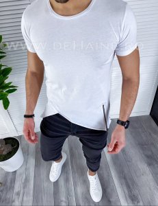 Tricou barbati alb slim fit A9713 P0-3-1