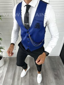 Vesta barbati eleganta slim fit bleumarin V32 141-2 e