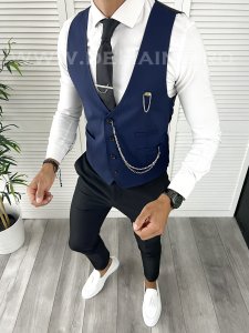 Vesta barbati eleganta slim fit bleumarin V60 141-2 E 