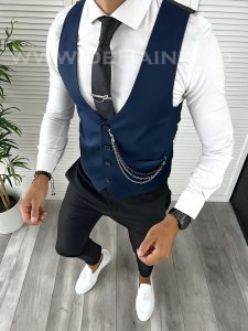Vesta barbati eleganta slim fit bleumarin V62 E 141-3