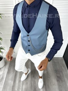 Vesta barbati eleganta slim fit blue V57 141-2 E