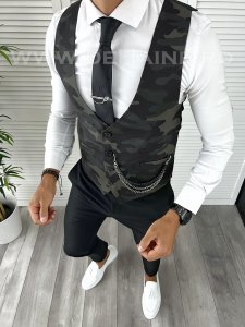 Vesta barbati eleganta slim fit camuflaj V58 141-2 E