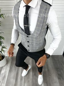 Vesta barbati eleganta slim fit in carouri V50 140-2 E