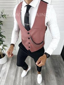 Vesta barbati eleganta slim fit roz V10 140-2 E