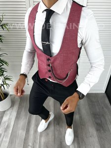 Vesta barbati eleganta slim fit roz V46 140-2 E