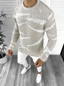 Pulover barbati gros slim fit bej T3617 O3-1.3