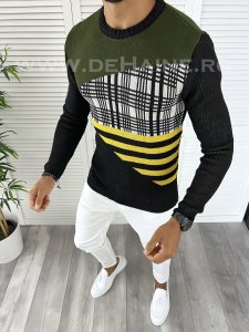 Pulover barbati gros kaki slim fit T3625 99-2/U3