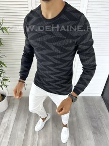 Pulover barbati gros gri slim fit T3704 6-6* E