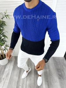 Pulover barbati gros slim fit albastru T3577 I11-6* E