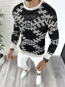 Pulover barbati gros slim fit negru T3623 I5-4/U2