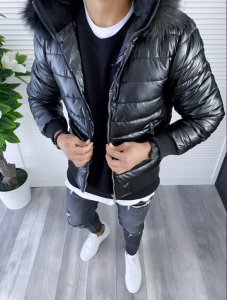 Geaca barbati groasa neagra cu puf NEGRU B6279 Q1-2