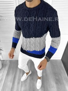 Pulover barbati gros slim fit bleumarin T3612 100-2.3/U2