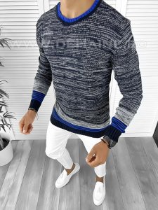 Pulover barbati gros slim fit bleumarin T3616 96-1