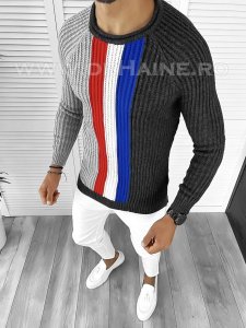 Pulover barbati gros slim fit gri T3578 107-2/U2-3