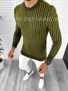 Pulover barbati gros slim fit kaki T3575 81-5 E