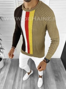 Pulover barbati gros slim fit maro T3578 114-3.4