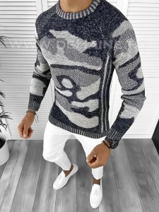 Pulover barbati gros slim fit bleumarin ZR T3633 97-1