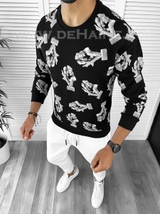 Bluza barbati cu imprimeu neagra K410 I3-4 E 54-5