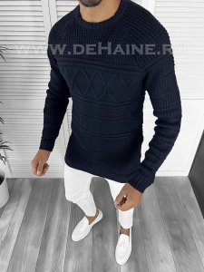 Pulover barbati gros slim fit bleumarin T3614 I3-1