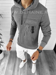 Hanorac barbati slim fit gri 2594 I8-1
