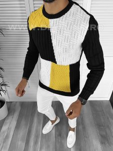Pulover barbati gros negru slim fit ZR T3611 105-2 U4