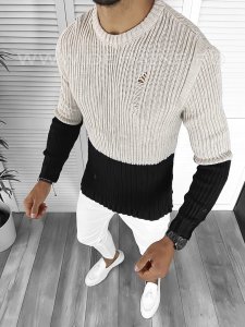 Pulover barbati gros slim fit negru T3577 I7-7/U2-3