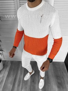 Pulover barbati gros slim fit portocaliu T3577 i7-6/U3