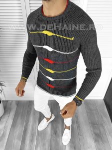 Pulover barbati gros gri slim fit T3587 I5-3.4 U6-2