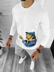 Bluza barbati alba slim fit cu imprimeu K214 I7-3 E