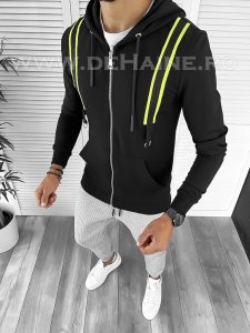 Hanorac barbati negru cu aplicatii slim fit 2696 I3-5.6 E 58-4