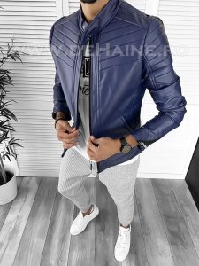 Geaca barbati bleumarin piele ecologica B2803
