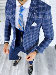 Sacou barbati in carouri slim fit B5589 E