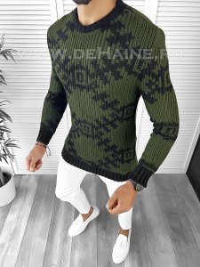 Pulover barbati gros slim fit kaki ZR T3623 I19-5.6 *