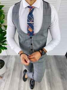 Pantaloni barbati eleganti in carouri B9669 O2-1.2