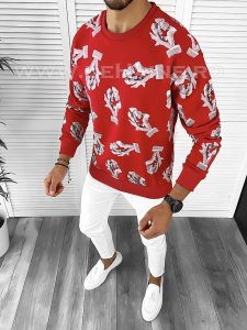 Bluza barbati cu imprimeu rosie K410 P18-2.2/E 55-2